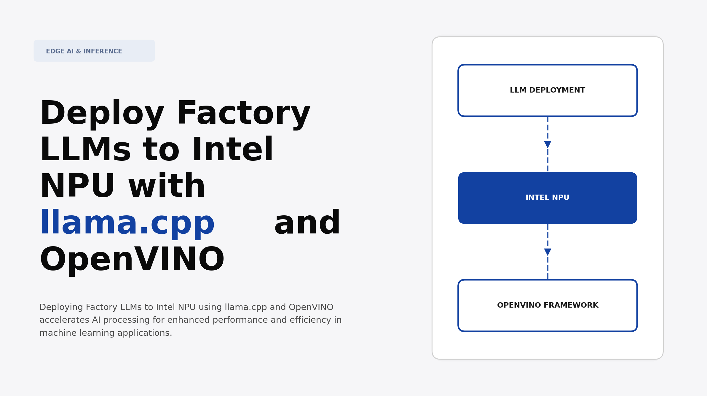 Deploy Factory LLMs to Intel NPU with llama.cpp and OpenVINO